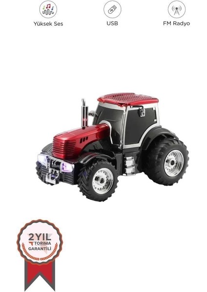 D42 Kırmızı Traktör Tasarım Usb/fm Radyo Bluetooth Hoparlör Speaker ( Lisinya )