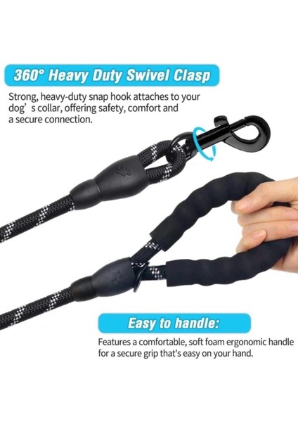 Köpekler Için Gezdirme Tasması Reflektörlü 130 cm Halat Orta ve Büyük Boy Köpekler Için Siyah ( Lisinya ) indirimleri