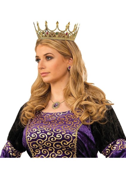 Taşlı Rönesans Kostümlü Kraliyet Ortaçağ Altın Kraliçe Prenses Tacı fiyatları