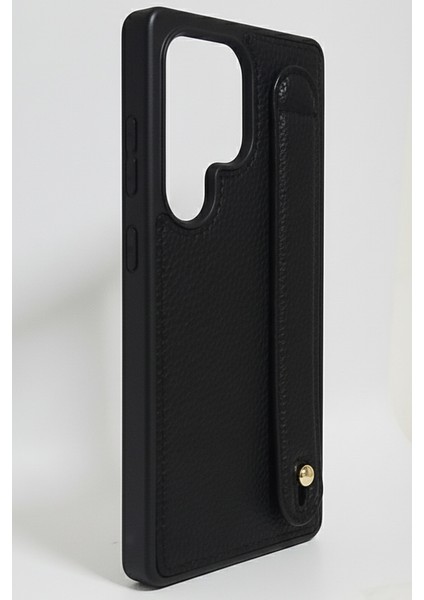 Samsung Galaxy S25 Ultra Tutmaçlı Siyah Yumuşak Deri Kılıf modelleri