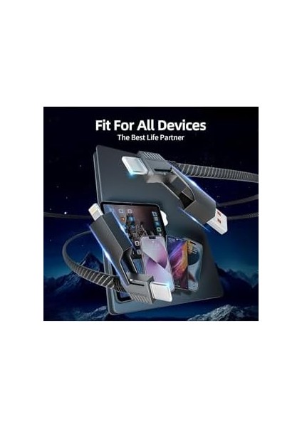 4-In-1 Çok Fonksiyonlu USB Şarj Kablosu, Carplay ve Auto Uyumlu, Örgülü Kablo, Hızlı Şarj 1 Metre fiyatları