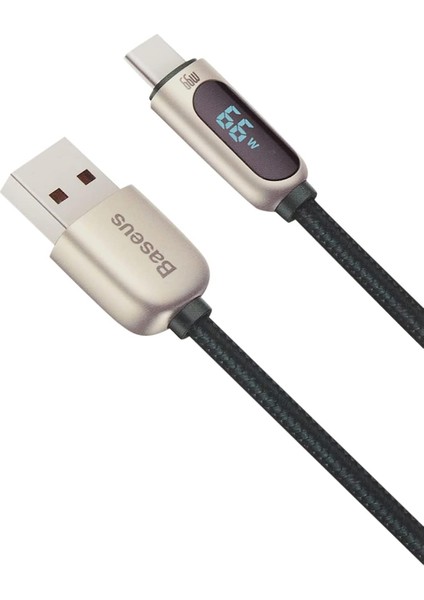 Display Hızlı Şarj Kablosu USB To Type-C 66W, 1m, Yeşil
