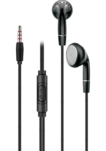 K105 Stereo 130 cm Klasik Çivi Jack Efsane Düz Model Dahili Mikrofonlu Kablolu Hifi Hd Ses Kablolu Kulaklık (Siyah)