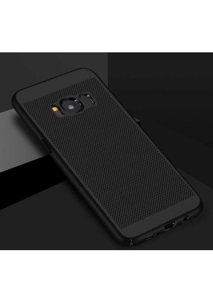 ile Uyumlu Galaxy S8 Plus Kılıf Delikli Ince Mat Renkli Sert Silikon Koruma Kapak Siyah