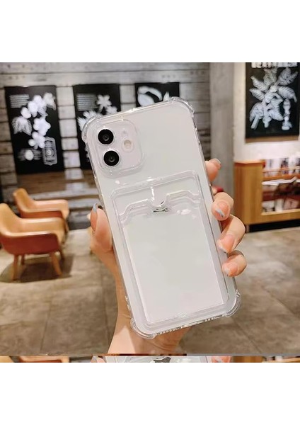 Ggm Aksesuar 11 ile Uyumlu Şeffaf Yapıya Sahip Arka Ksımında Kartlık Bölmeli Kolay Kullanım Sağlayan Telefon Kılıfı (Şeffaf)