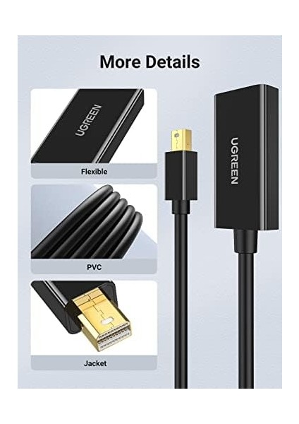 4K Mini Displayport HDMI Çevirici Adaptör, Siyah modelleri