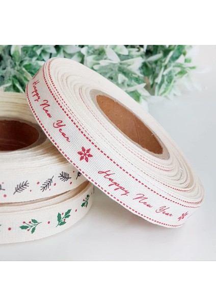Pamuk Şerit, Happy New, 1.5 cm 5 Metre