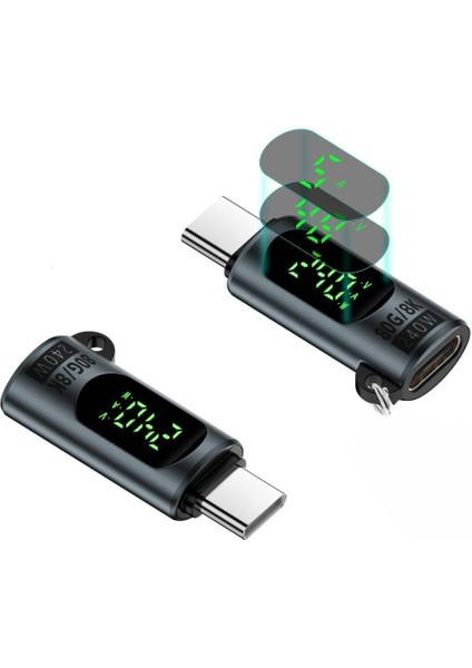 Type C To Type C 240W 80GBPS Dijital Göstergeli Şarj ve Veri Aktarımı Otgjk