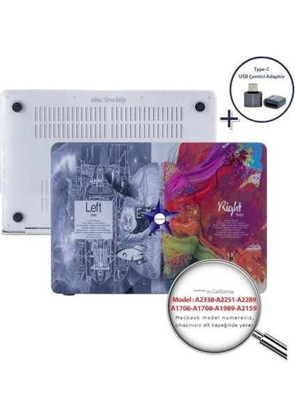 Pro Kılıf 13 Inç M1-M2 A1706-08 A1989 A2159 A2251 A2289 A2338 ile Uyumlu Brain Gri modelleri