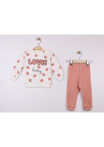 Love Baskılı Kız Bebe Takım