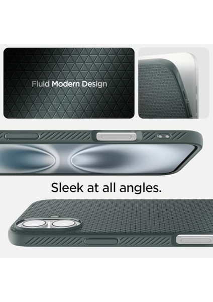 16 Plus ile Uyumlu Ince Kılıf Air Hava Kanalı Teknolojisi Askeri Sınıf Koruma Abyss Green Dokulu Yüzey Kapak - ACS08068 modelleri