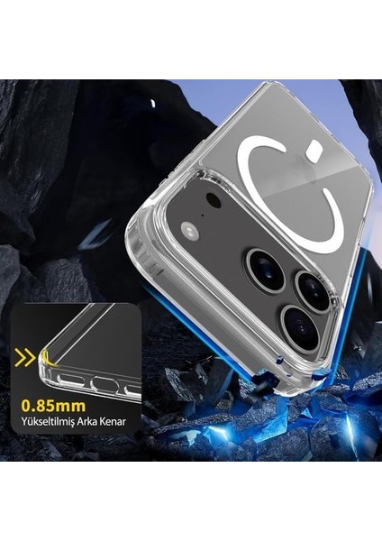 Psr Aksesuar 17 Serisi Şeffaf Kılıf – M-Safe Hybrid Kapak, Manyetik Şarj Uyumlu, Darbeye Dayanıklı Air Space Köşe, Kamera ve Ekran Koruma (17 Pro Max) fiyatları
