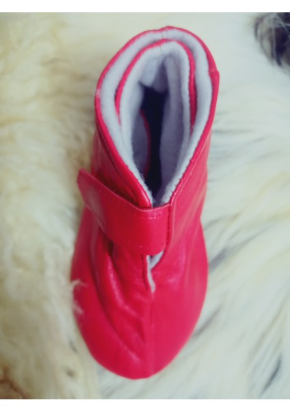 Unisex Organik Hakiki Kuzu Deri Içi Polarlı Hakiki Bebek Patiği Ayakkabı Panduf