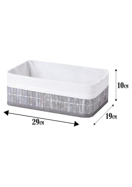 Bambu Çok Amaçlı Saklama Kutusu Düzenleyici Orta Boy Organizer, Dekoratif Bambu Düzenleyici Gri (29X19X10CM) modelleri