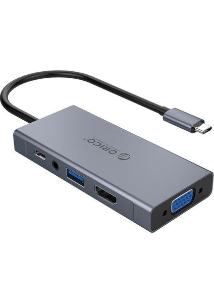 Type-C To USB 3.0 HDMI VGA Aux Pd Çoklayıcı Dönüştürücü Hub