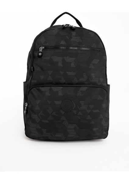 Sanmorris Glc Unisex Suya Dayanıklı Orta Boy Krinkıl Kumaş Çok Gözlü Siyah Laptop Okul ve Seyahat Sırt Çantası modelleri