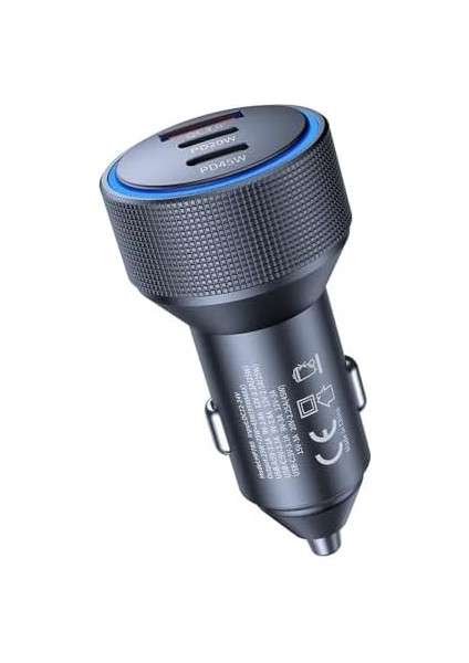 HP-780 105 Watt Araç Içi Şarj Cihazı 3.1A Pd 45 Watt Hızlı Şarj Aleti Metal Çakmaklık Şarj Type C 3-Port Işıklı modelleri