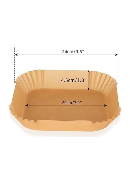 Fryer Pişirme Kağıdı, Hava Fritözü Kağıdı, Fırın Pişirme Kağıdı, Xl ve Xxl Uygun, Tarım Bakanlığı Onaylı, Kare Tabak, Koruma Tabağı ile Birlikte, 20X20+4,5 Cm, 100 Adet modelleri