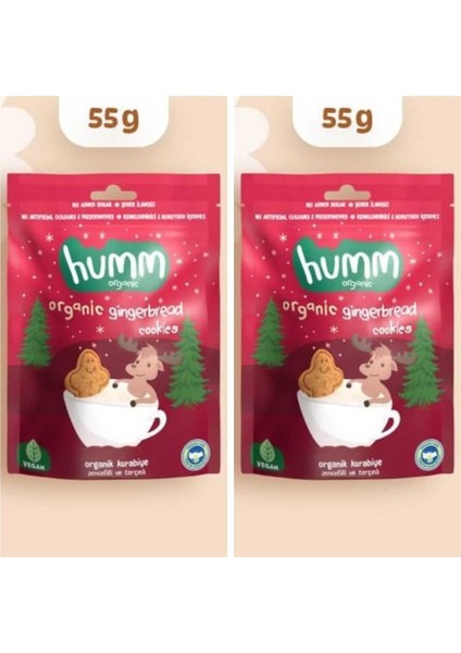 Organik Vegan Zencefilli ve Tarçınlı Kurabiye - 55G*2 Adet