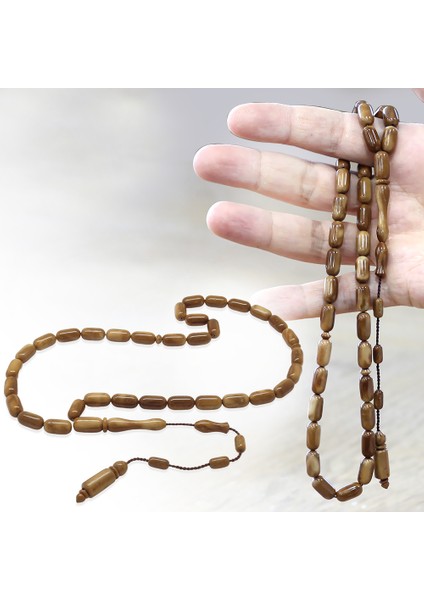 Sistemli Kolye Kesim Açık Kahverengi Cilalı Kuka Tesbih fiyatları