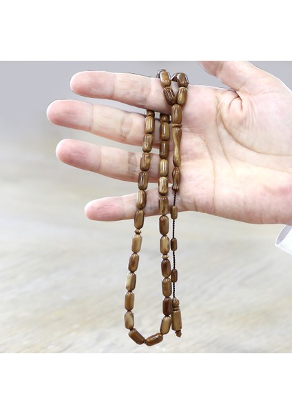 Sistemli Kolye Kesim Açık Kahverengi Cilalı Kuka Tesbih modelleri