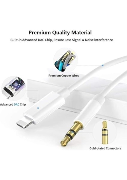 Iphone Ile Uyumlu To Aux Çevirici Kablo, 3.5 Aux Kablo 1 Metre fiyatları