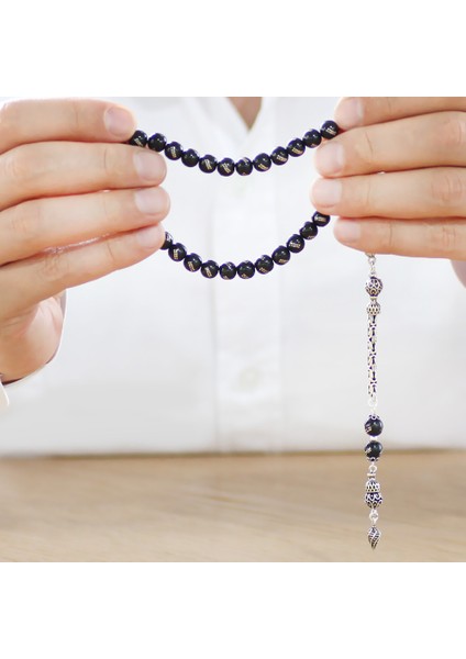 925 Ayar Gümüş Kral Zincir Püsküllü Gümüş Işlemeli Küre Kesim Rus Oltu Tesbih modelleri