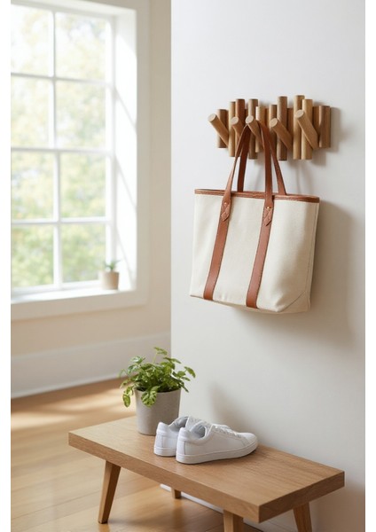 Ahşap 5'li Duvar Askılığı