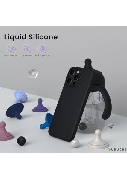 16 Pro Kılıfı 6.3" ile Uyumlu, Sıvı Silikon 3 Katmanlı Tam Kaplamalı Yumuşak Jel Kauçuk Darbeye Dayanıklı Telefon Kılıfı, Çizilmez Mikrofiber Astarlı Kılıf, Siyah modelleri