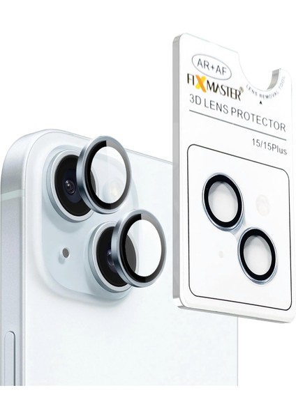 15-15 Uyumlu Kamera Lens, Kurulum, Alaşımlı Çerçeve, Darbelere ve Çizilmelere Karşı Yüksek Dayanıklı Temperli Cam (Mavi)