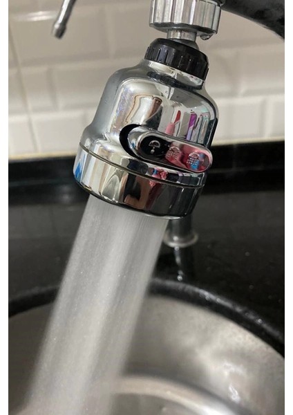 Krom 3 Fonksiyonlu Mutfak Lavabo Başlığı 360 Derece Döner Musluk Ucu ( Lisinya )