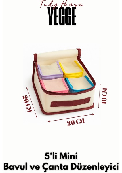 5'li Mini Bavul Düzenleyici Set Valiz Içi Düzenleyici Hurç Seti – Seyahat Çantası Organizer Seti