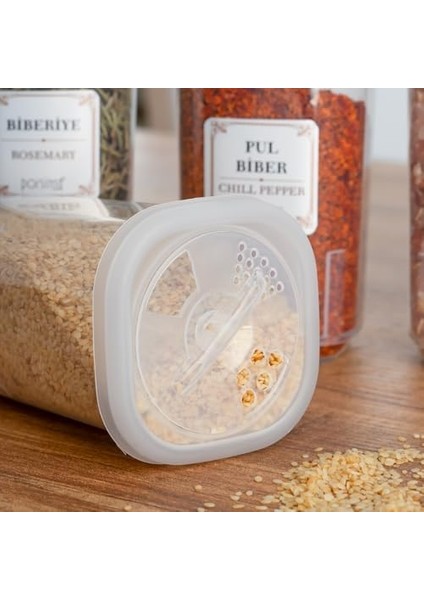 1060 12&apos;li Döner Kapaklı Etiketli Seti - Şeffaf Kilitlenebilir Kapaklı 350 cc fiyatları