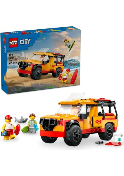 City Cankurtaran Kamyoneti 60453-6 Yaş ve Üzeri Çocuklar Için 2 Minifigür ve Köpek Balığı Figürü Içeren Yaratıcı Oyuncak Yapım Seti, Doğum Günü Hediyesi (214 Parça)