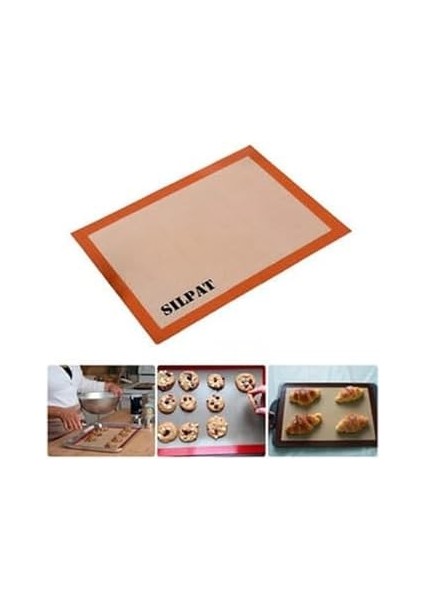 Fırınlanabilir Kendinden Yağlı Silikon Pişirme Matı, Profesyonel Silpat Yanmaz Yapışmaz Yıkanabilir Silikon Pişirme Matı 30CMX40CM modelleri