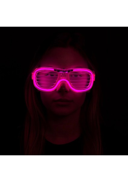 Pembe LED Işıklı Parti Gözlüğü - Neon Glow Şerit Gözlük 3 Modlu - Lisinya fiyatları