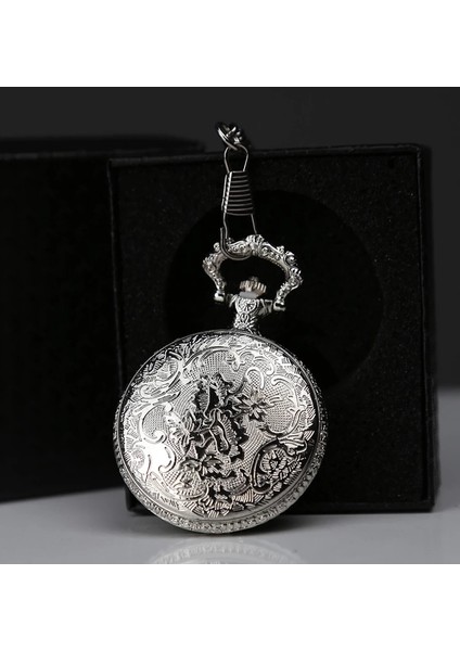 Özel Kutulu Tren Temali Gümüş Köstekli Saat ALK4675 - Lisinya fiyatları