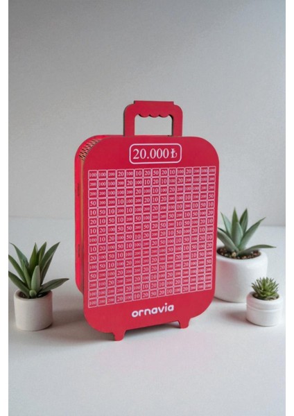 Parabox - 20.000TL Kumbara - Ahşap Para Biriktirme Hedef Kutusu - Time To Travel - Kırmızı Kumbara fiyatları