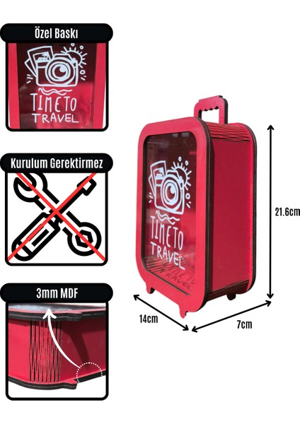 Parabox - 20.000TL Kumbara - Ahşap Para Biriktirme Hedef Kutusu - Time To Travel - Kırmızı Kumbara fırsatları