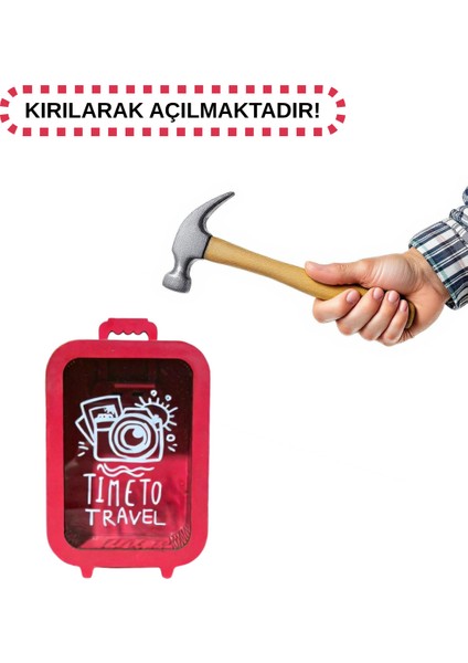 Parabox - 20.000TL Kumbara - Ahşap Para Biriktirme Hedef Kutusu - Time To Travel - Kırmızı Kumbara indirimleri