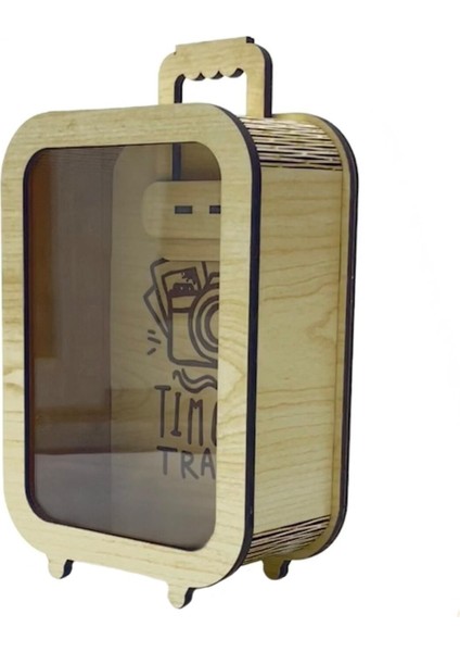 Parabox - 10.000TL Kumbara - Ahşap Para Biriktirme Hedef Kutusu - Time To Travel