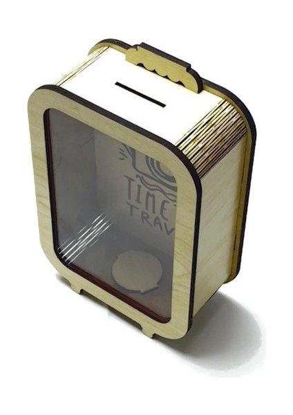 Parabox - 10.000TL Kumbara - Ahşap Para Biriktirme Hedef Kutusu - Time To Travel fırsatları