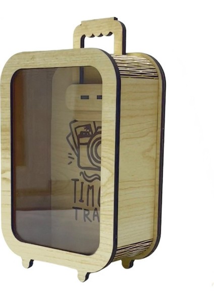Parabox - 10.000TL Kumbara - Ahşap Para Biriktirme Hedef Kutusu - Time To Travel