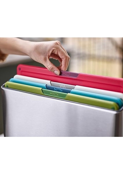 Folio Kesme Tahtası Seti, Saklama Kutulu, Kaymaz, Renk Işaretli, 4 Parça, Büyük, Paslanmaz Çelik modelleri