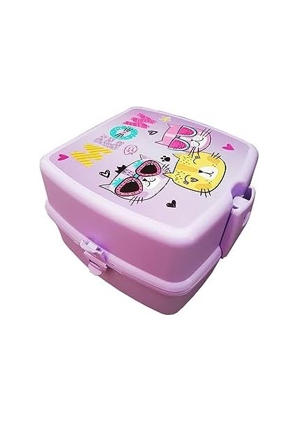 Çocuk Beslenme Kutusu Kedi Temalı Lila fiyatları