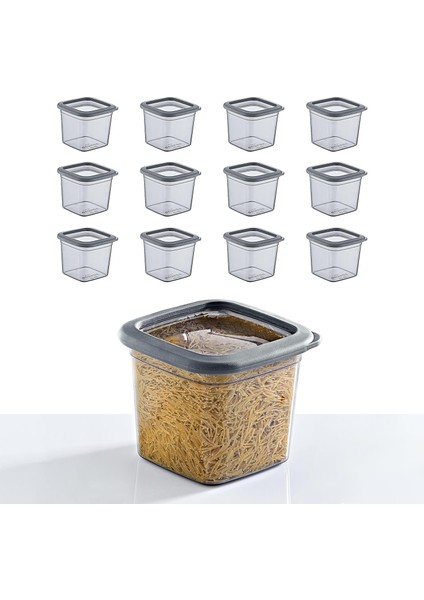 12&apos;li Set Skali Kare Saklama Kabı 740 ml