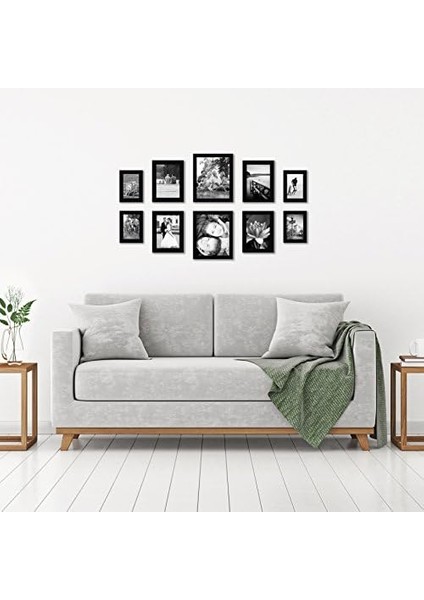 10 Parça Siyah Resim Çerçevesi Seti | 8X10, 5x7 ve 4x6 Boyutlarını Içerir. Kırılmaya Dayanıklı Cam. Asma Donanımı Dahildir! fiyatları