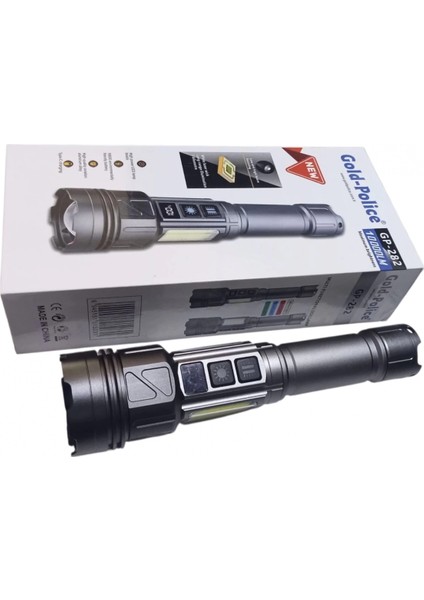 Gold-Police GP-282 Uzun Menzilli Güçlü Şarjlı 10000 Lümen El Feneri 11 Mod Çakar Işıklı Kırmızı-Mavi-Yeşil LED ( Lisinya ) fiyatları