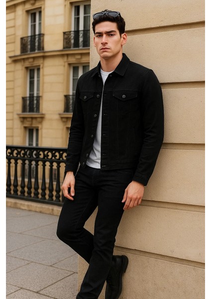 Erkek Günlük Mevsimlik Premium Trend Siyah Kot Ceket fırsatları