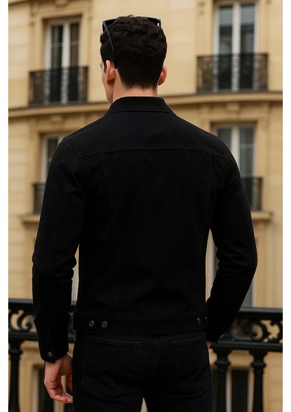 Erkek Günlük Mevsimlik Premium Trend Siyah Kot Ceket